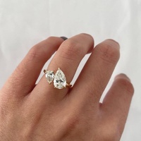 Bague de Fiançailles Toi et Moi en Argent 925 avec Moissanite VVS et Diamant de Laboratoire, Tailles Poire, Émeraude, Cœur, Princesse, Double Pierre et Pierre de Naissance