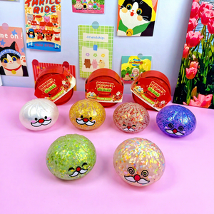 Christmas-themed 85cm Gold-Powder <b>Bead</b> Sensory Fidget Squishy Squeeze Toy Steamer Santa Claus Reindeer Design Pull-String - Product Image 3