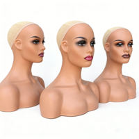 Mannequin réaliste noir pour le haut du corps, modèle d'épaule, avec sangle de chaîne, support gonflable pour perruque, support de présentation, accessoire photo pour foulard en soie en plastique
