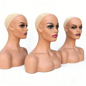 Maniquí realista negro de parte superior del cuerpo con hombros, modelo con correa de cadena, soporte inflable para exhibición de pelucas, molde de plástico para bufandas de seda, accesorio fotográfico - Product Image 6