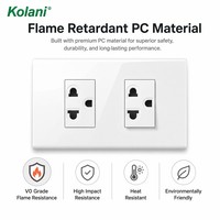 Enchufe Modular Doble Mini Horizontal Kolani 16A 250V de 3 Pines, Panel de PC Blanco con Obturador de Seguridad Antichoque para Niños