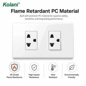 เต้ารับแบบฝังผนัง Kolani 16A 250V แบบแนวนอน 3 ขา ขนาดเล็ก 2 ช่อง พร้อมแผงพีซีสีขาว และฝาครอบนิรภัยป้องกันเด็ก - Product Image 4