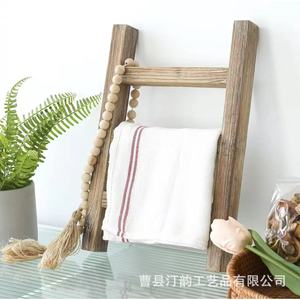 Solid wood <b>ladder</b>-shaped bathroom organizer rack, <b>ladder</b> prop rack for filming, bathroom towel storage rack - Product Image 2