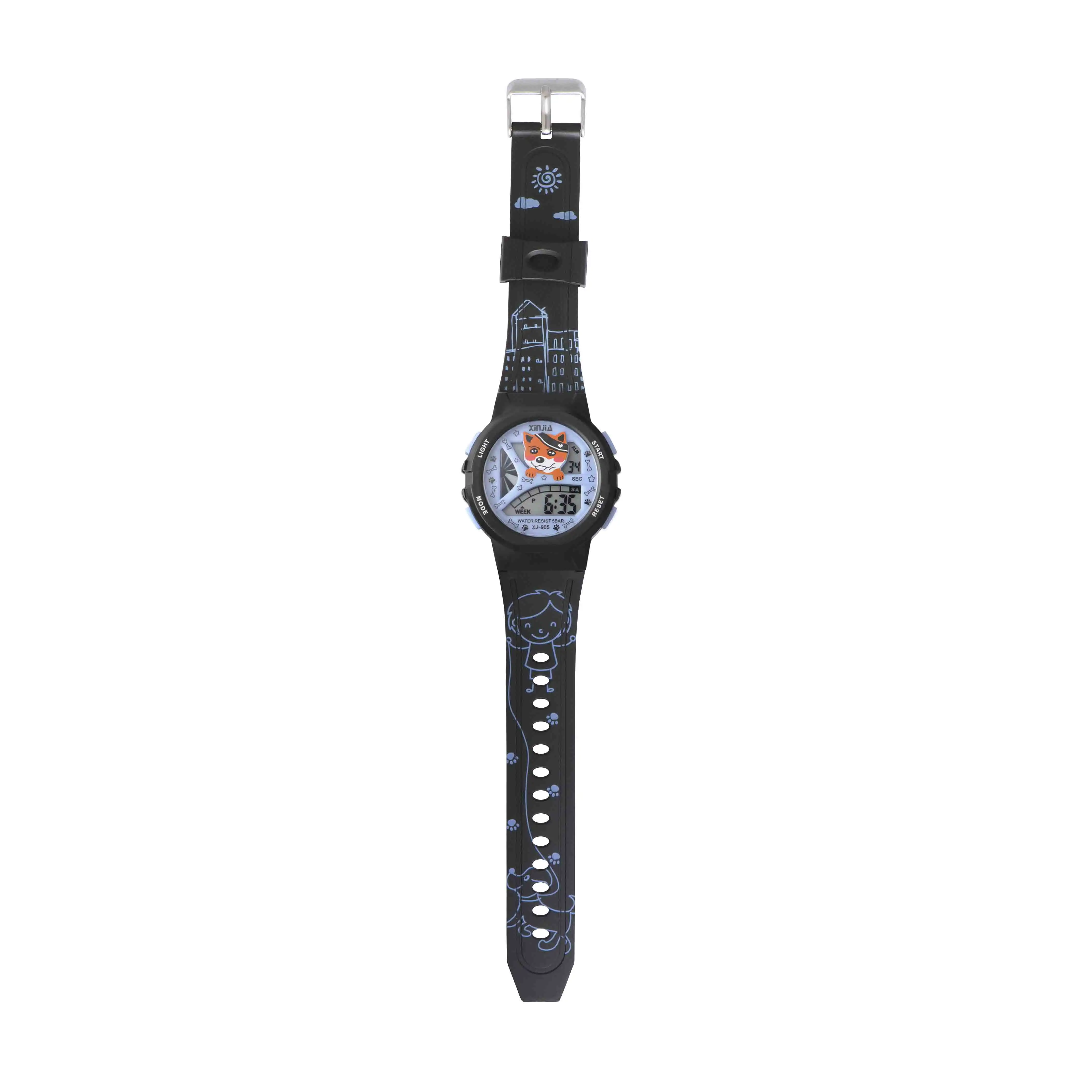 Xinjia oem के निविड़ अंधकार खेल छात्रों घड़ी डिजिटल wristwatches अलार्म orologi स्टेनलेस स्टील कार्टून मुद्रण