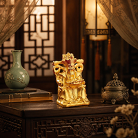 Ornement de bureau en alliage massif Dunyi, mini dieu de la fortune Caishen, motif à trois étoiles, ton or, décoration Feng Shui pour la prospérité, cadeau