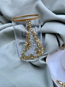 Service <span class=keywords><strong>à</strong></span> thé en <span class=keywords><strong>verre</strong></span> orné de cristaux dorés, écologique, compatible lave-vaisselle, accents artisanaux, style <span class=keywords><strong>marocain</strong></span> luxueux pour la maison - Product Image 5