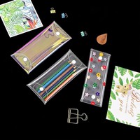 Sac en PVC transparent holographique durable personnalisé avec bouton-pression, taille et couleur personnalisables, pochette en vinyle de haute qualité imprimée en sérigraphie