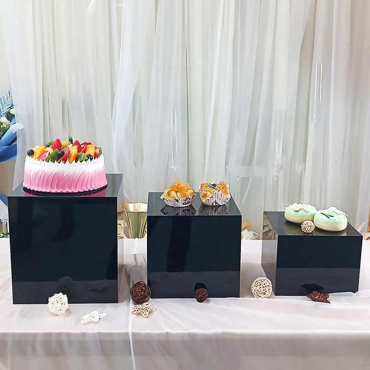 White Square Acrylic Riser Cube Cold Meal Stand Tea Break Cake Snack ...