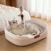 Panier-lit pour chat avec coussin amovible, panier-lit pour chat tissé à la main Stimulicat pour chats de taille moyenne à grande