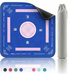 Tapis d'apprentissage de Mahjong américain de haute qualité, anti-bruit, avec sac de transport noir, pour table, antidérapant, bleu - Product Image 1