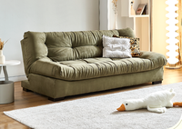 Precio bajo Color verde Respaldo ajustable Sofá cama Convertible Futón Sofás Camas para sala de estar pequeña Departamento Ventas al por mayor