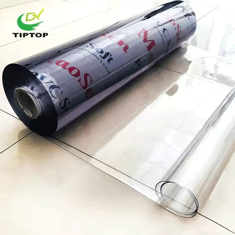 Tiptop الصين مصنع 1 مللي متر سميكة شفافة واضحة المياه واقية pvc البلاستيك ورقة لينة الزجاج