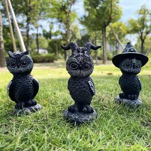 Statuetta di <span class=keywords><strong>Gufo</strong></span> Magico in Resina, Statua di Uccello Gotico per Stregoneria, Decorazione di Halloween, <span class=keywords><strong>Gufo</strong></span> Cornuto Occulto con Cappello da Mago - Product Image 1