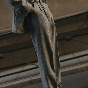 Costumes pour hommes, style italien, tissu en laine à chevrons 360g, tissu en flanelle VBC, pantalon large, veste à double boutonnage semi-canvas - Product Image 6