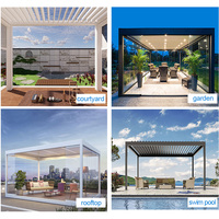 Toit à persiennes en métal résistant aux ouragans stable sous la forme pare-soleil cadre en métal cour jardin extérieur pavillon persienne Pergola