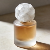 Botol Parfum Kaca Silinder 50ml dengan Permukaan Frost dan Pilihan Ukiran, Tutup Batu Putih Kustom, Botol Kosong Mewah