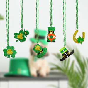 Collier DAMAI pour la Saint-Patrick, pendentif trèfle vert, accessoire de fête pour enfants, décoration en feutre plastique - Product Image 3