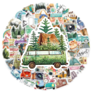 50Pcs New Spring Tour Outdoor escursionismo Graffiti adesivi per bagagli auto vinile Climb Mountain <span class=keywords><strong>Camping</strong></span> Sticker - Product Image 5