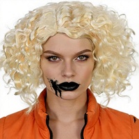 Bonnet de cheveux + Perruque blonde bouclée pour femme 613 courte, idéale pour cosplay, fête d'Halloween, costume adulte, fabriqué en Chine