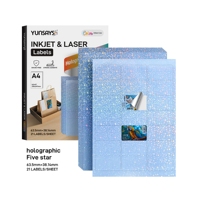 Etiqueta de hoja A4 troquelada PET holográfica de inyección de tinta 8,5*11 papel adhesivo de vinilo autoadhesivo impermeable para impresora Epson