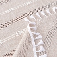 Nappe en lin polyester de haute qualité, élégante, avec broderie rayée en macramé, sur mesure, pour table à thé, chemin de table, mariage, chambre à coucher