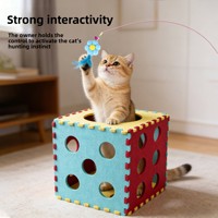 Jouet pour chat, coussin interactif en peluche avec clochette et plumes, pour usage intérieur