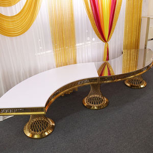 Mesa Ovalada Moderna de Acero Inoxidable Dorado para Banquetes de Boda con Cubierta de Vidrio Templado para Eventos y Fiestas de Hotel - Product Image 4