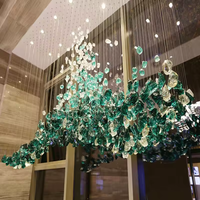 Grand Projet de Lampe Suspendue à Haut Plafond Cobble Suspension Hall d'Hôtel Décoration de Salle de Banquet Lustre en Pierre de Verre