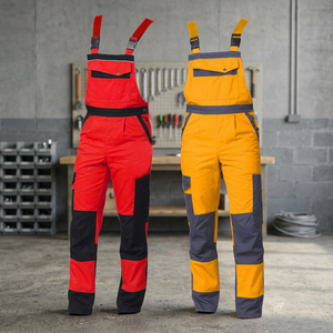 Combinaison de travail imperméable et respirante, salopette rouge et jaune, pantalon de travail pour la réparation automobile - Product Image 4
