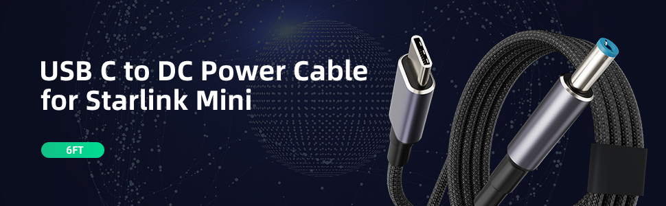 thumbnail image 2 of Shiyou-Starlink Mini Power Cable, 6.5ft/2M Starlink Mini DC Cable Cord Usb C Adapter Support Waterproof 100w Input Work Bank 65w Pd Source 2 of 13