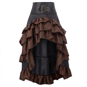 Medieval <strong>Dress</strong> Women Skirt Vintage Steampunk <strong>Dress</strong> Pirate Cosplay Costumes <strong>Victorian</strong> Ruffled Satin Tiered Gothic Skirts - Product Image 5