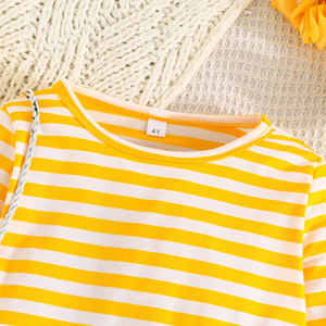 ชุดเดรสลำลองผ้าขนสัตว์ลายทางปักลายกระต่ายสุดหรูสำหรับเด็กอายุ 3-7 ปี ขายส่งจากโรงงาน เหมาะสำหรับงานปาร์ตี้ในฤดูใบไม้ร่วง - Product Image 3