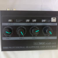 Amplifier Headphone Profesional 4 Kanal Logam Audio Stereo Kompak dengan Input RCA 6.35mm 3.5mm Kontrol Volume