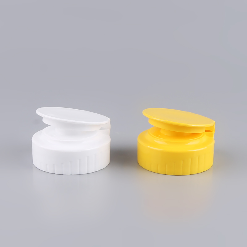 Factory price cosmetic plastic cup screw cover flip top cap white 38mm plastic flip top cap