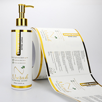 Étiquettes de bouteilles de shampooing de luxe imperméables en rouleau pour cosmétiques, impression personnalisée en feuille d'or, logo UV, autocollants adhésifs