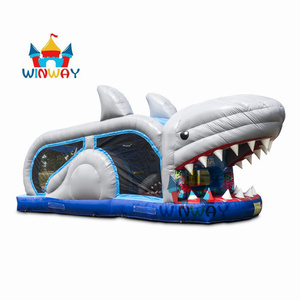 Shark Adventure Mini parcours d'obstacles gonflable pour les événements d'été des enfants, l'amusement d'arrière-cour, les carnavals communautaires - Product Image 1