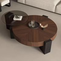 Table basse ronde moderne avec placage en bois pour le salon, table centrale design pour le salon