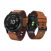 Bracelet en cuir véritable de luxe souple 20mm 22mm 26mm avec boucle ardillon, disponible en 2 couleurs pour montres connectées Garmin Fenix 8/6/6X/6S/7/7X