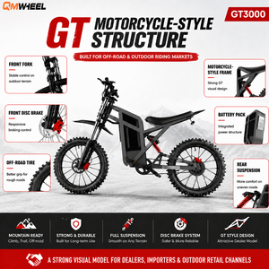 มอเตอร์ไซค์วิบาก QMWHEEL GT3000 สำหรับขับขี่ออฟโรด พร้อมแบตเตอรี่ 52V 31.5Ah, จักรยานยนต์วิบากสำหรับผู้ใหญ่ จำหน่ายโดยตัวแทนจำหน่าย V20/GT3000 QMWHEEL - Product Image 5