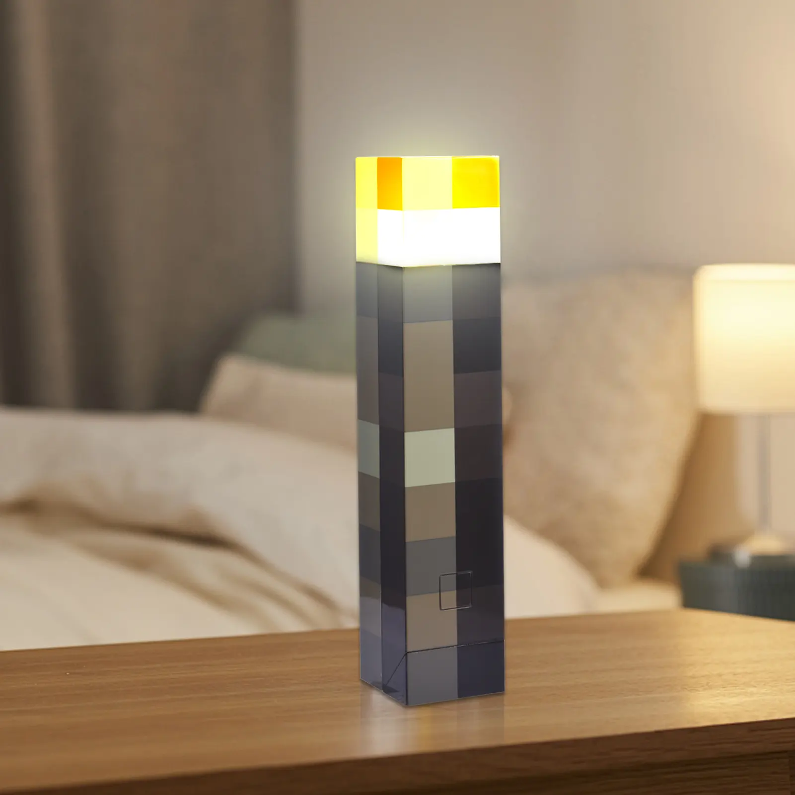 Lamp USB Rechargeable Night Light For Kids Children Minecraft Brownstone Torch LED Night