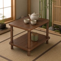 Table d'appoint minimaliste de luxe léger à double plateau, plateau en MDF, pieds en bois massif, pour canapé, chevet ou salon