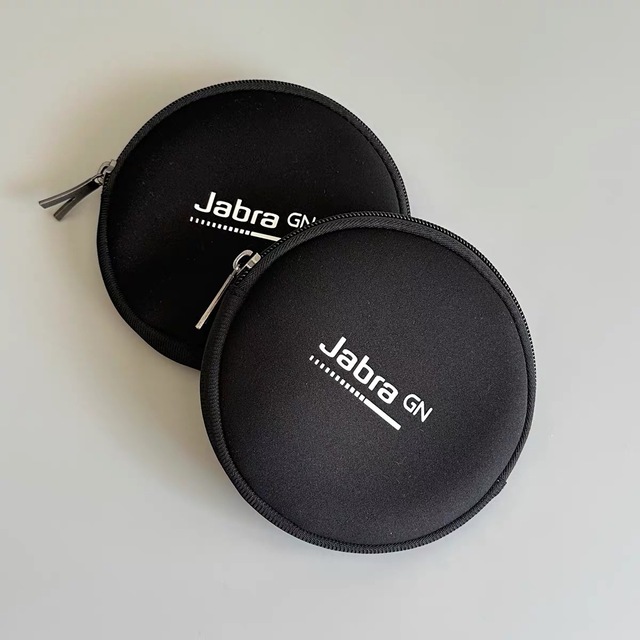 Custom Logo Round Neoprene Zipper Storage Pouch Earbud & Digital Accessory Carry Case