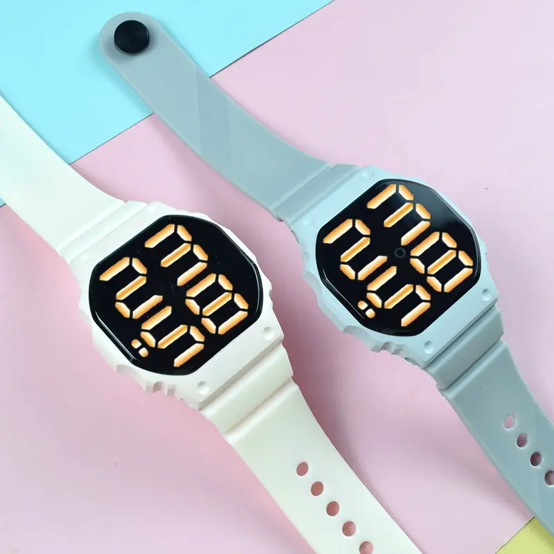 New spot square electronic watch led fashion simple student square touch swimming waterproof watch