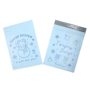 Sac d'expédition imprimé durable bleu clair durable, biodégradable, résistant, imperméable, sac poly mailer express pour l'emballage - Product Image 3