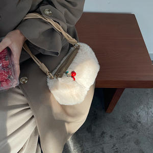 Bolso de Peluche con Cremallera y Asa Tejida de Color Sólido para Mujer - Product Image 3