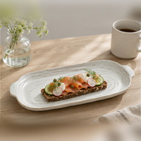 Service de table en céramique de style européen gravé à la main, 5 pièces, bol carré, plat rectangulaire, plat en forme de pétale, compatible lave-vaisselle et micro-ondes