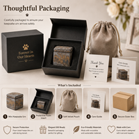 Urna de Cerámica Artesanal para Guardar Cenizas, Mini Urna Cuadrada Portátil para Perros y Gatos, Caja de Cremación, Artículos Funerarios para Mascotas