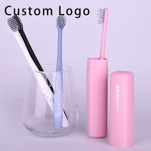 OEM Eco Friendly Custom Toothbrush with Wheat Straw and Charcoal Bristles in a Travel Size Case - Product Image 1