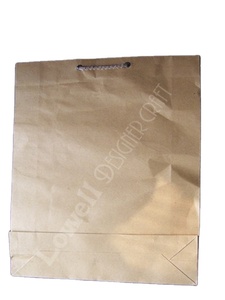 Recycled Kraft Paper Shopping <b>Bag</b> Medium Size Die Cut Handle Geometric Pattern Rope Handle Zipper Closure Brown <b>Craft</b> Gift <b>Bag</b> - Product Image 3