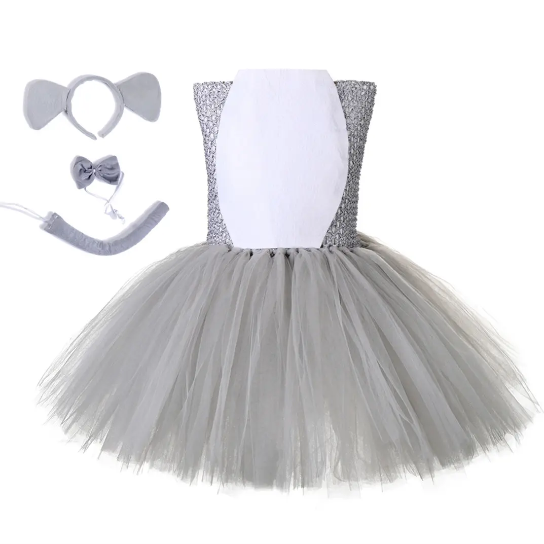 Nieuwste Trendy Kids Kostuum Kleine Dumbo Olifant Witte Accessoires Jurk Tutu Sets Voor Meisjes